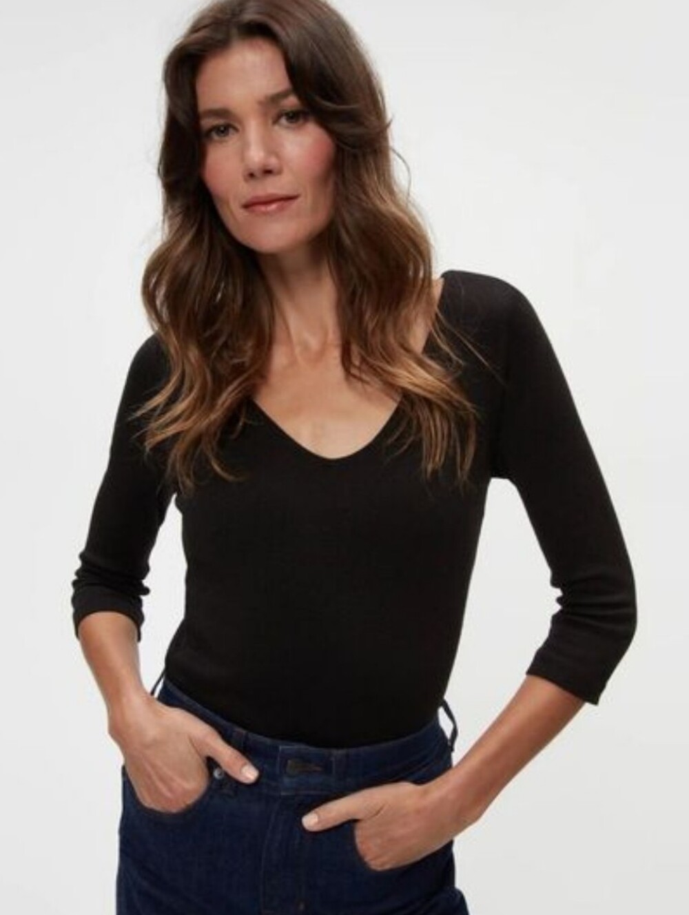 Michael Stars Long Sleeve V Neck Tee Medium Large M L